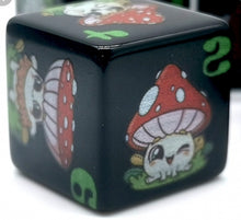 Set of 6 Cute Mushroom D6s (black)