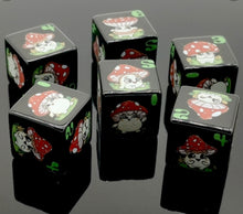 Set of 6 Cute Mushroom D6s (black)