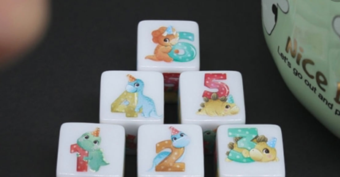 Set of 6 Cute Dragon D6s (white)